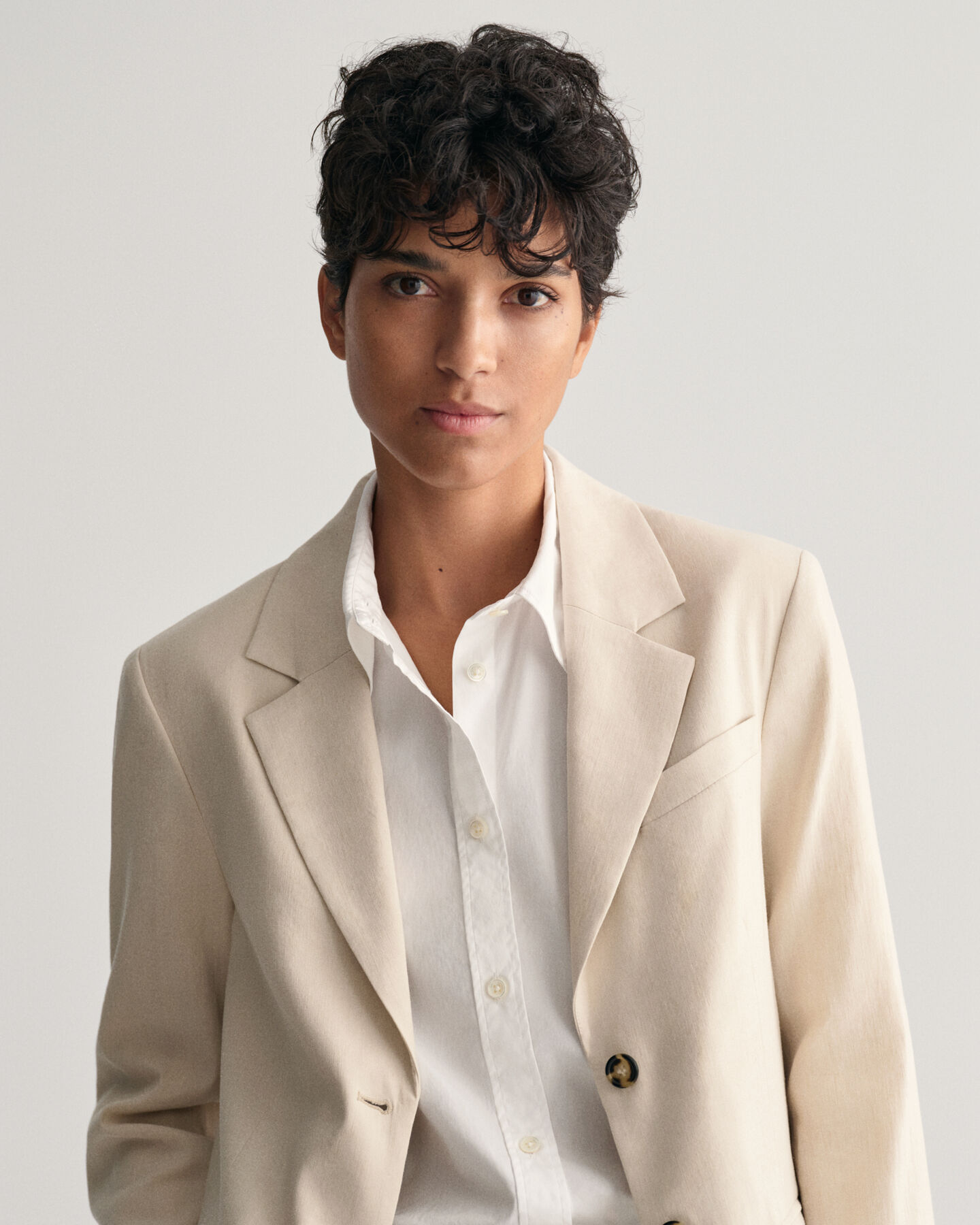 Regular fit hørblazer med stræk