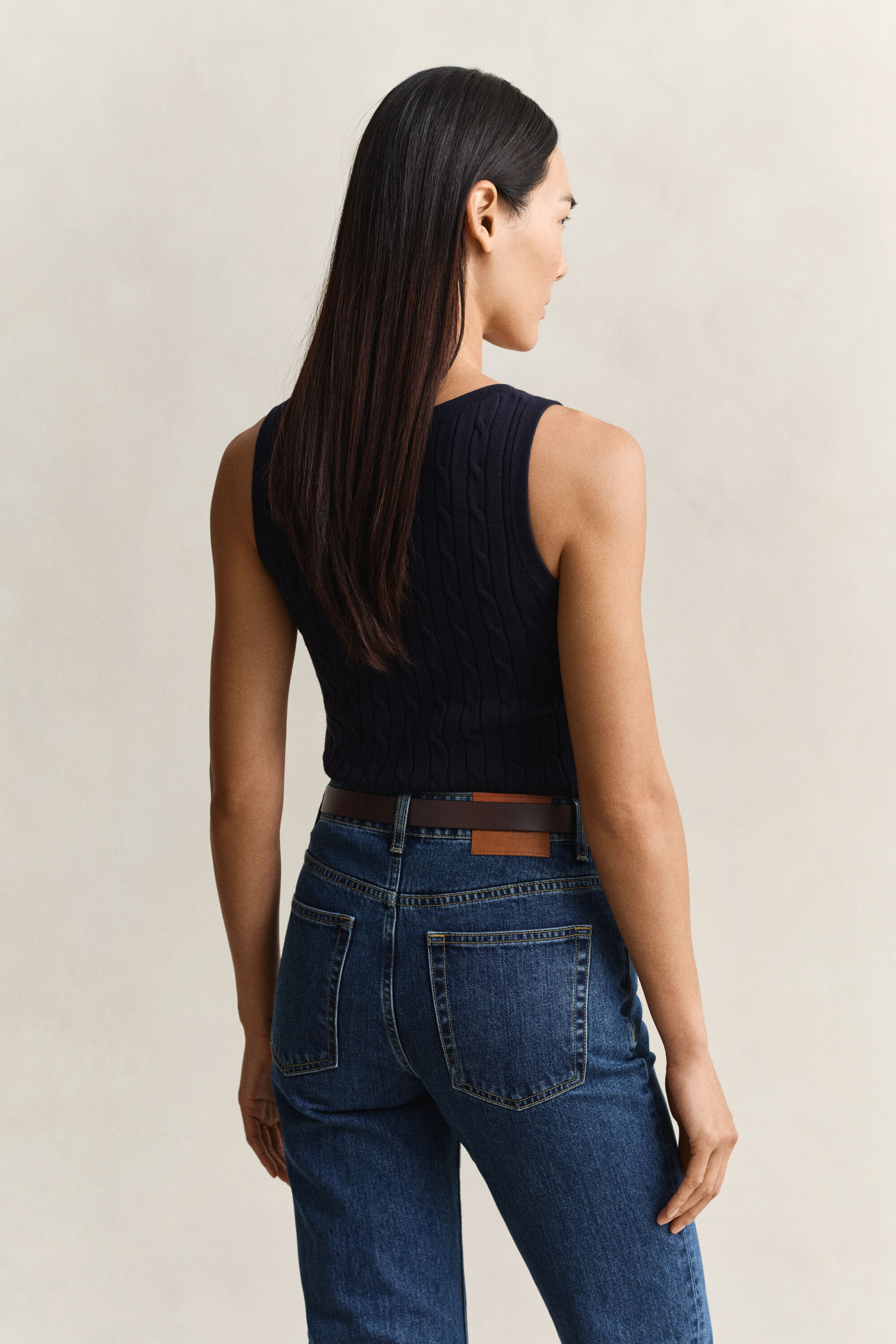 Tank-top med kabelstrik