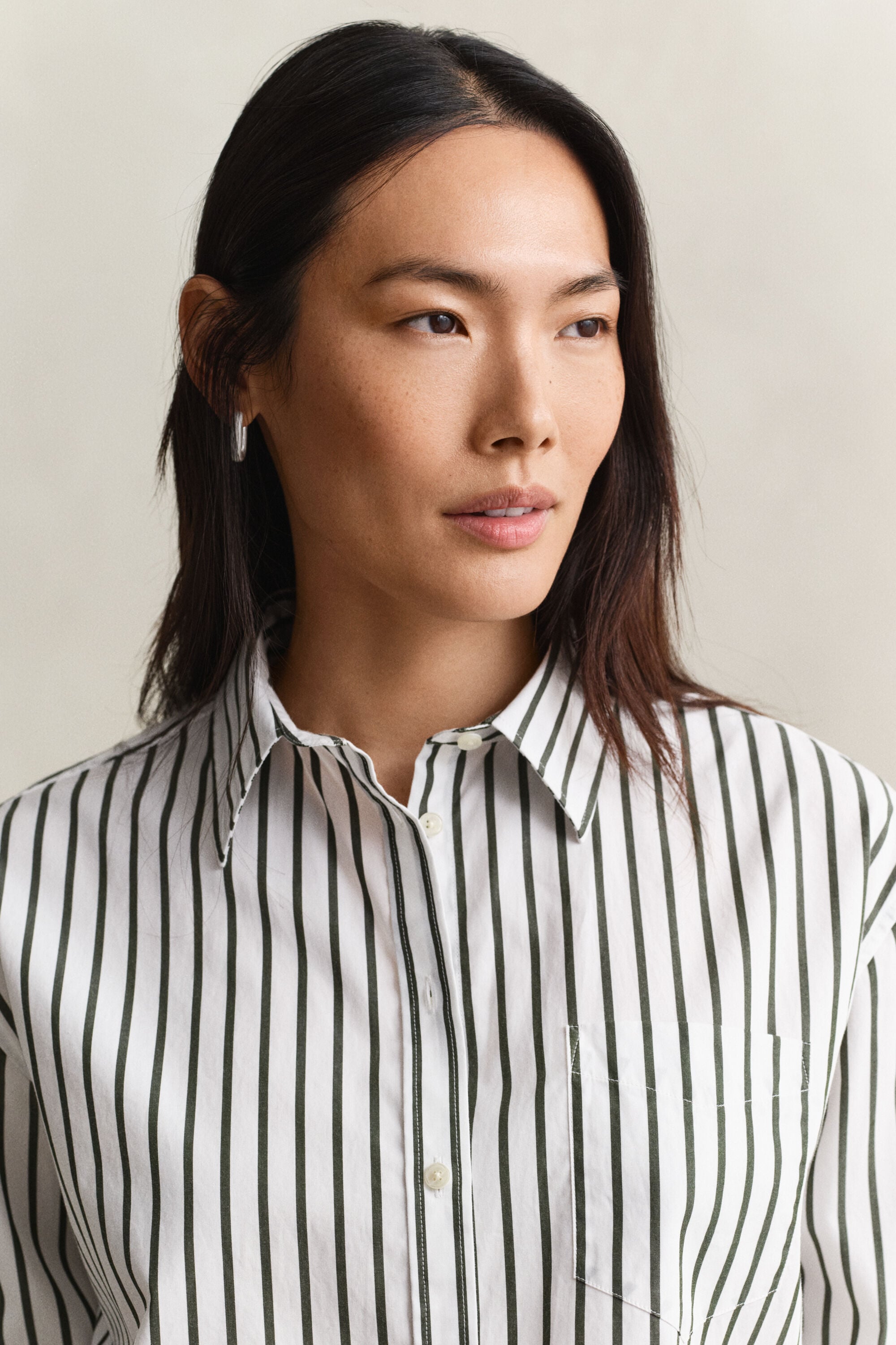 Relaxed fit stribet klassisk poplin-skjorte