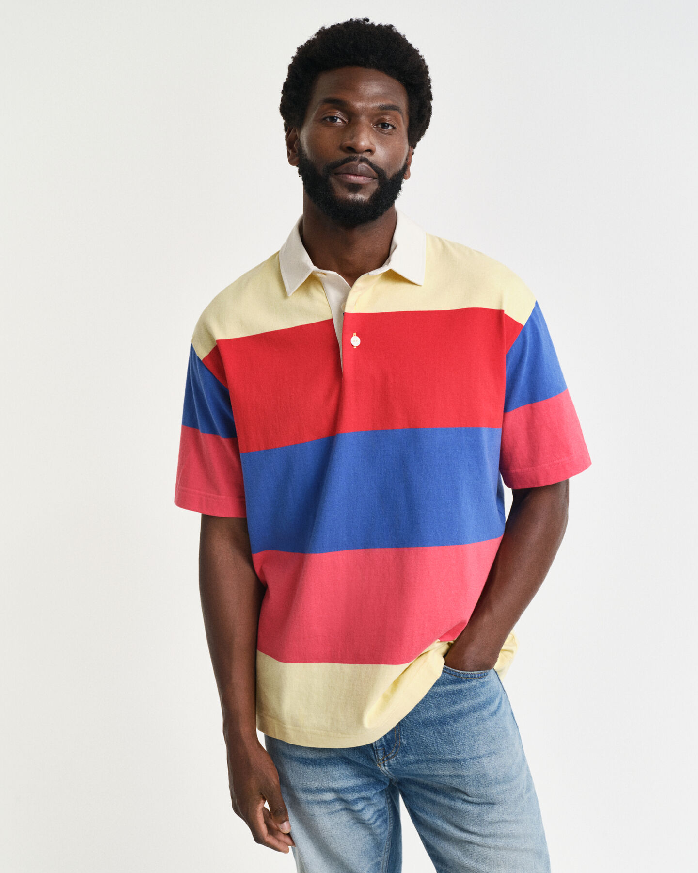 Kort&aelig;rmet Heavy Rugger med striber