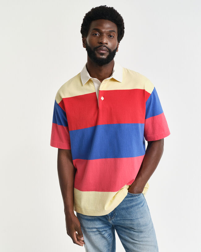 Kort&aelig;rmet Heavy Rugger med striber