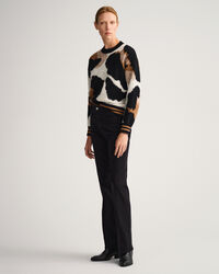 Leopard intarsia crewneck sweater