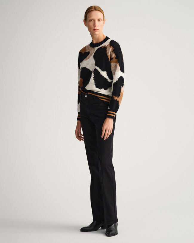 Leopard intarsia crewneck sweater