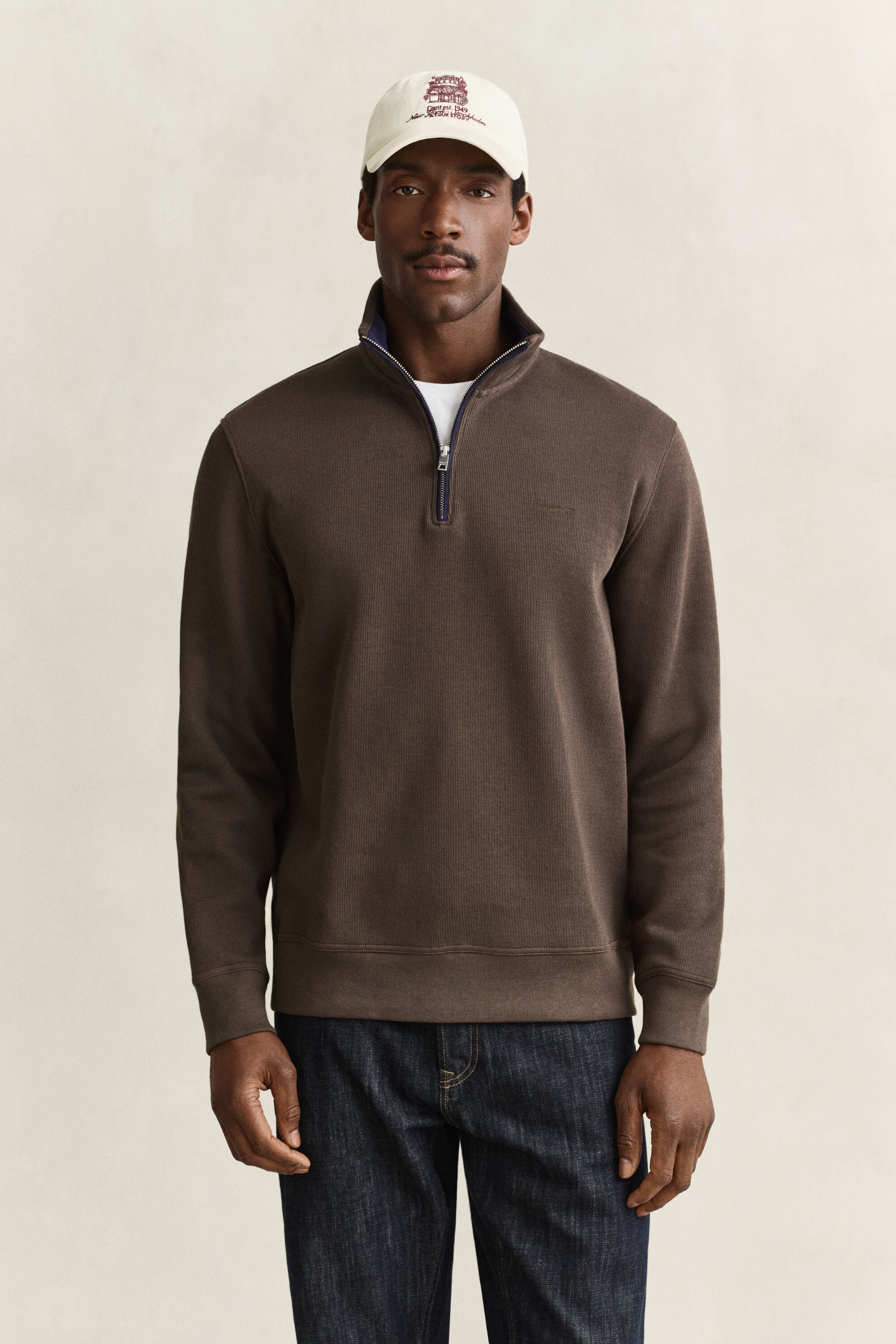 Sacker Rib sweatshirt med halv lynlås