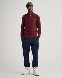 Texture bomuldssweater med halv lynl&aring;s