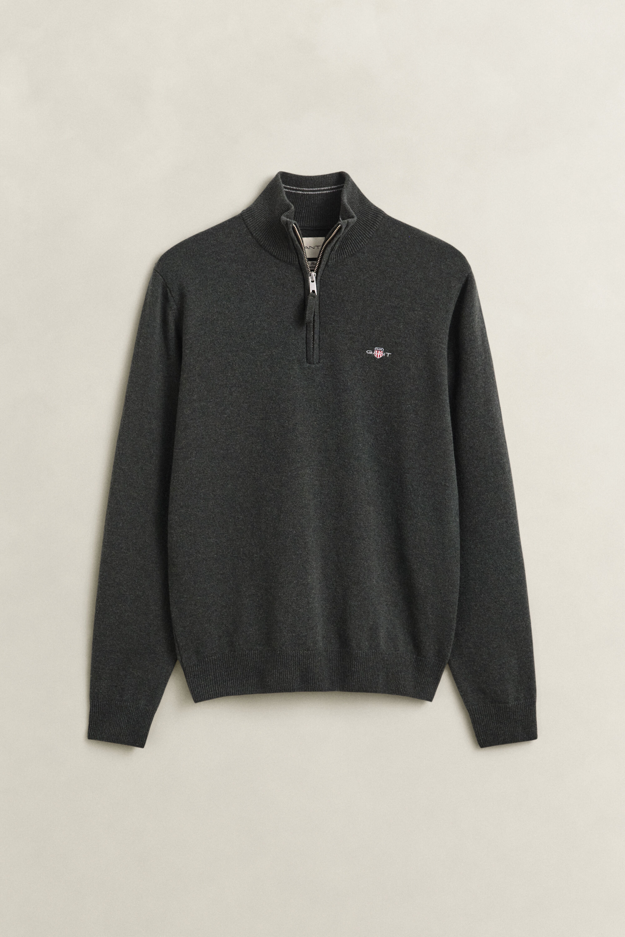 Sweater i lammeuld med halv lynlås