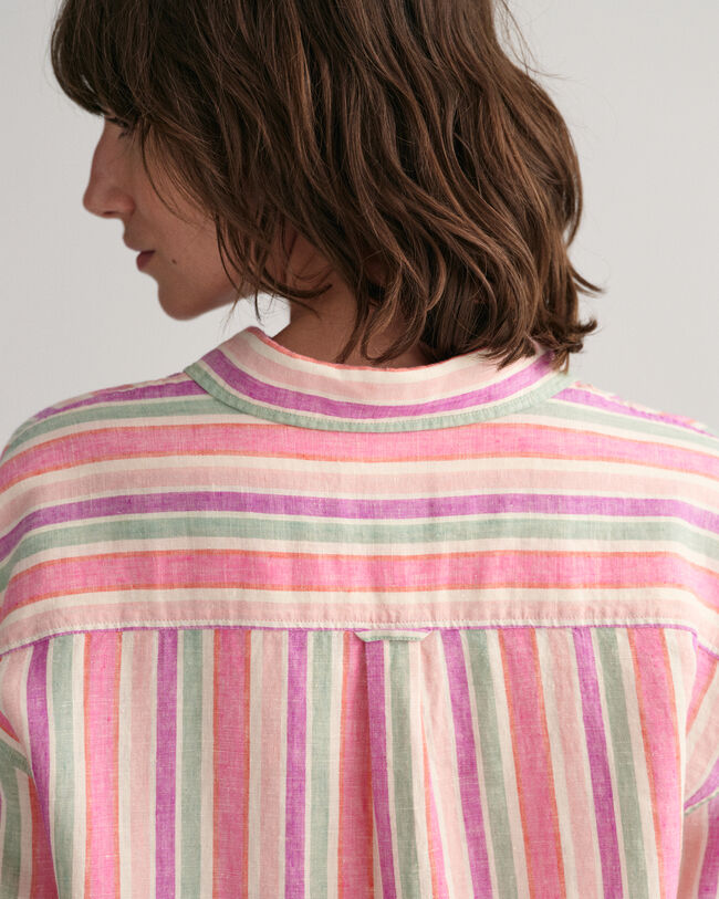 Flerstribet skjortekjole af h&oslash;r