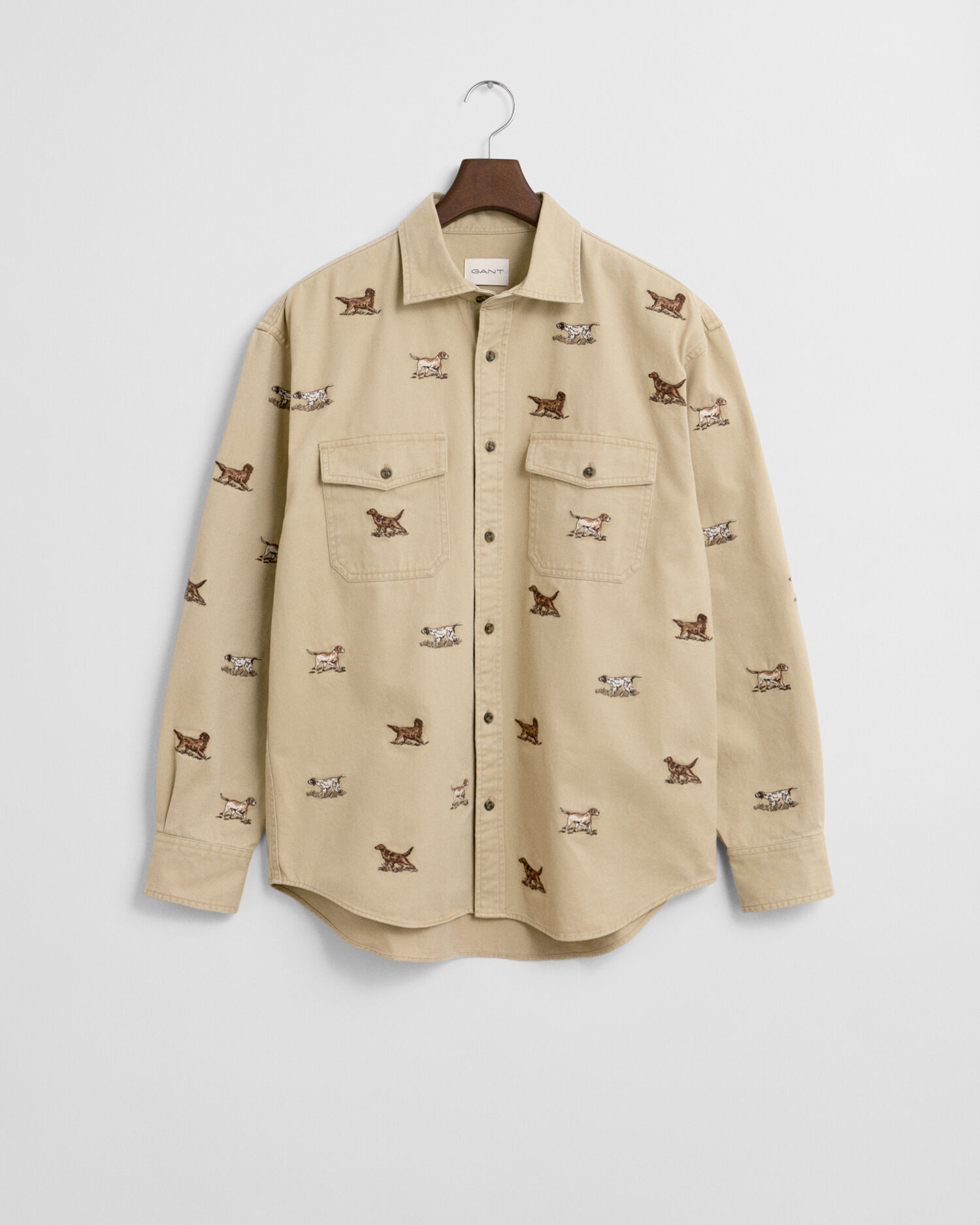 Relaxed fit twill-skjorte med broderi