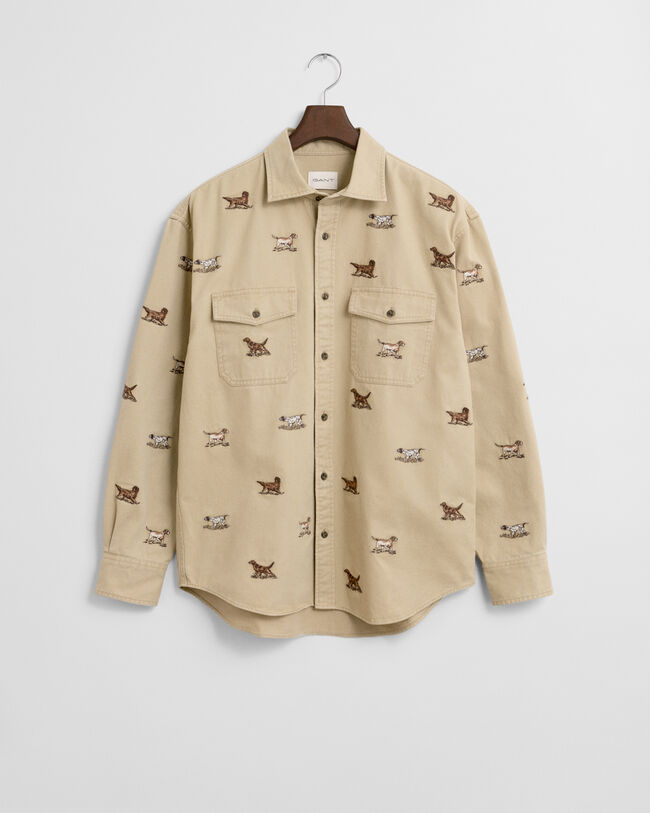 Relaxed fit twill-skjorte med broderi