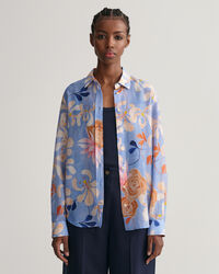 Regular fit bomuldssilkeskjorte med Floral-tryk