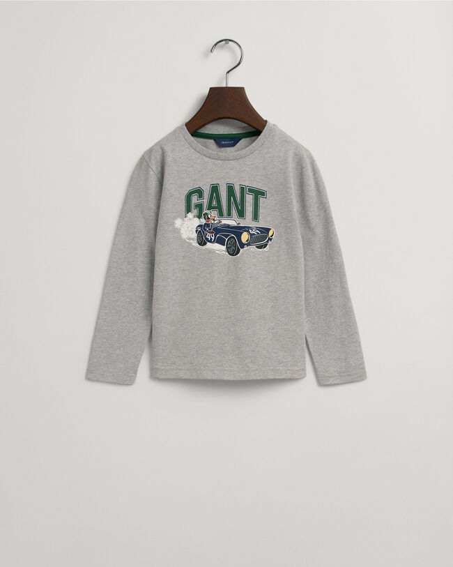 Boys Driving Dog T-shirt med lange &aelig;rmer