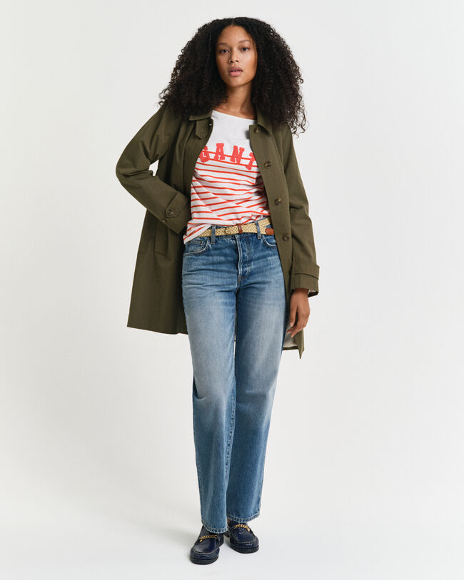 Bretonstribet T-shirt med b&aring;dudsk&aelig;ring