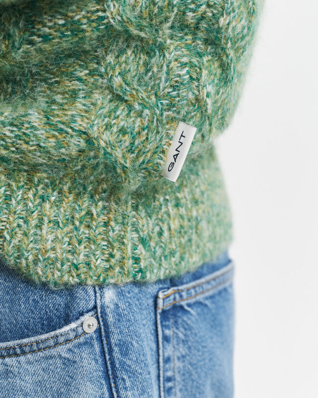 Crewneck sweater med kabelstrik