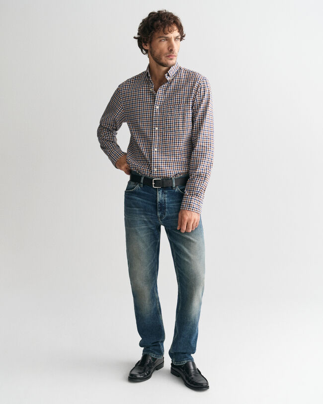 Regular fit let gingham skjorte af twill