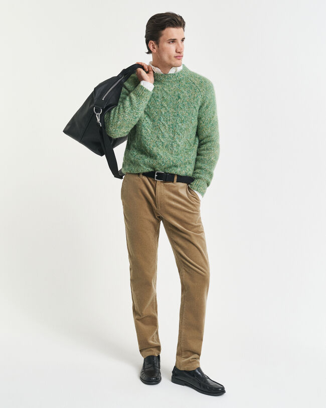 Slim fit chinobukser af jernbanefløjl