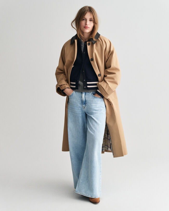 Bilfrakke med læderkrave