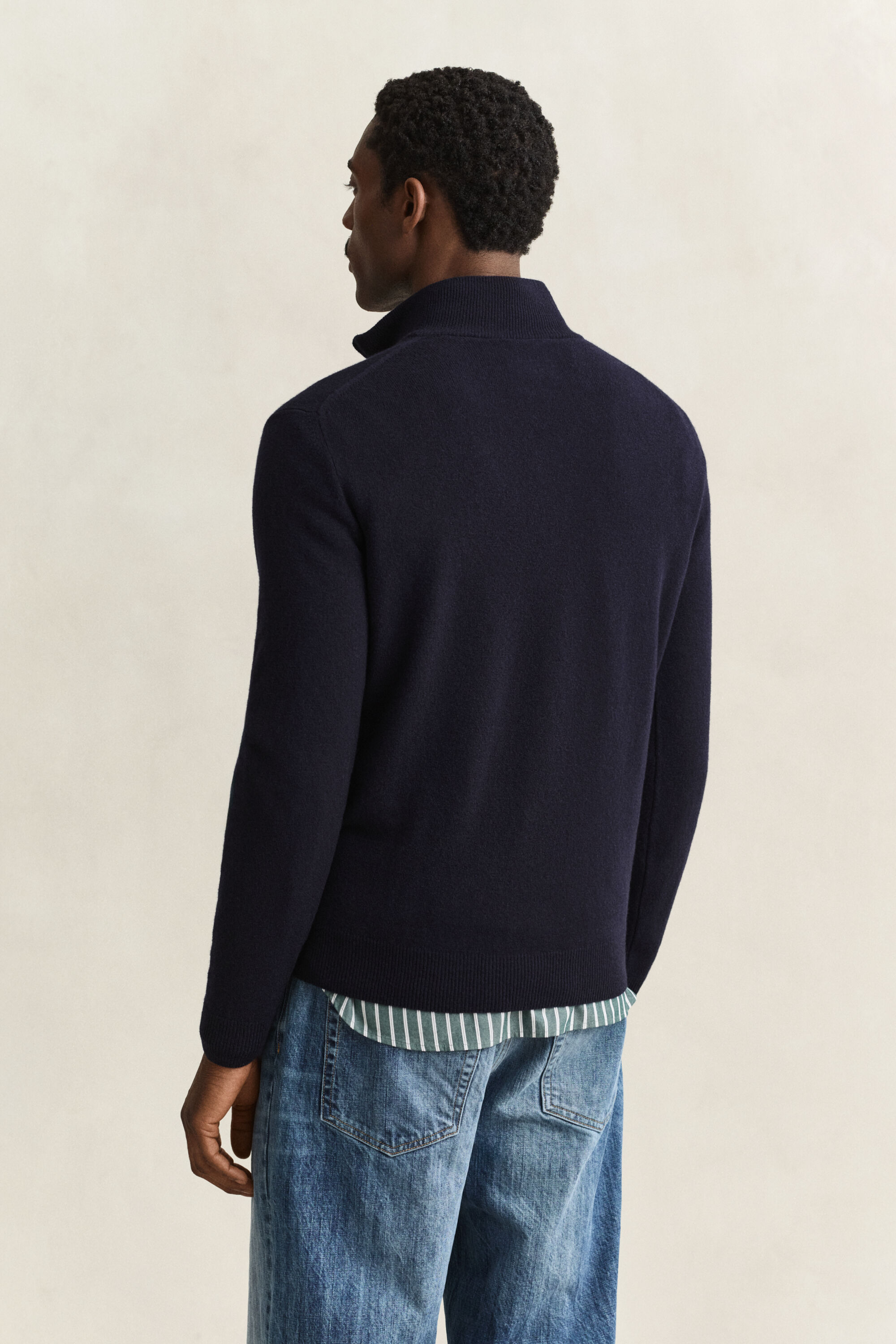 Sweater i lammeuld med halv lynlås