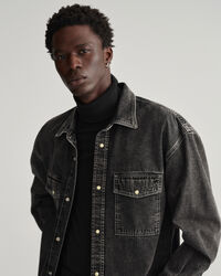 Oversized tungt vasket denim-skjorte