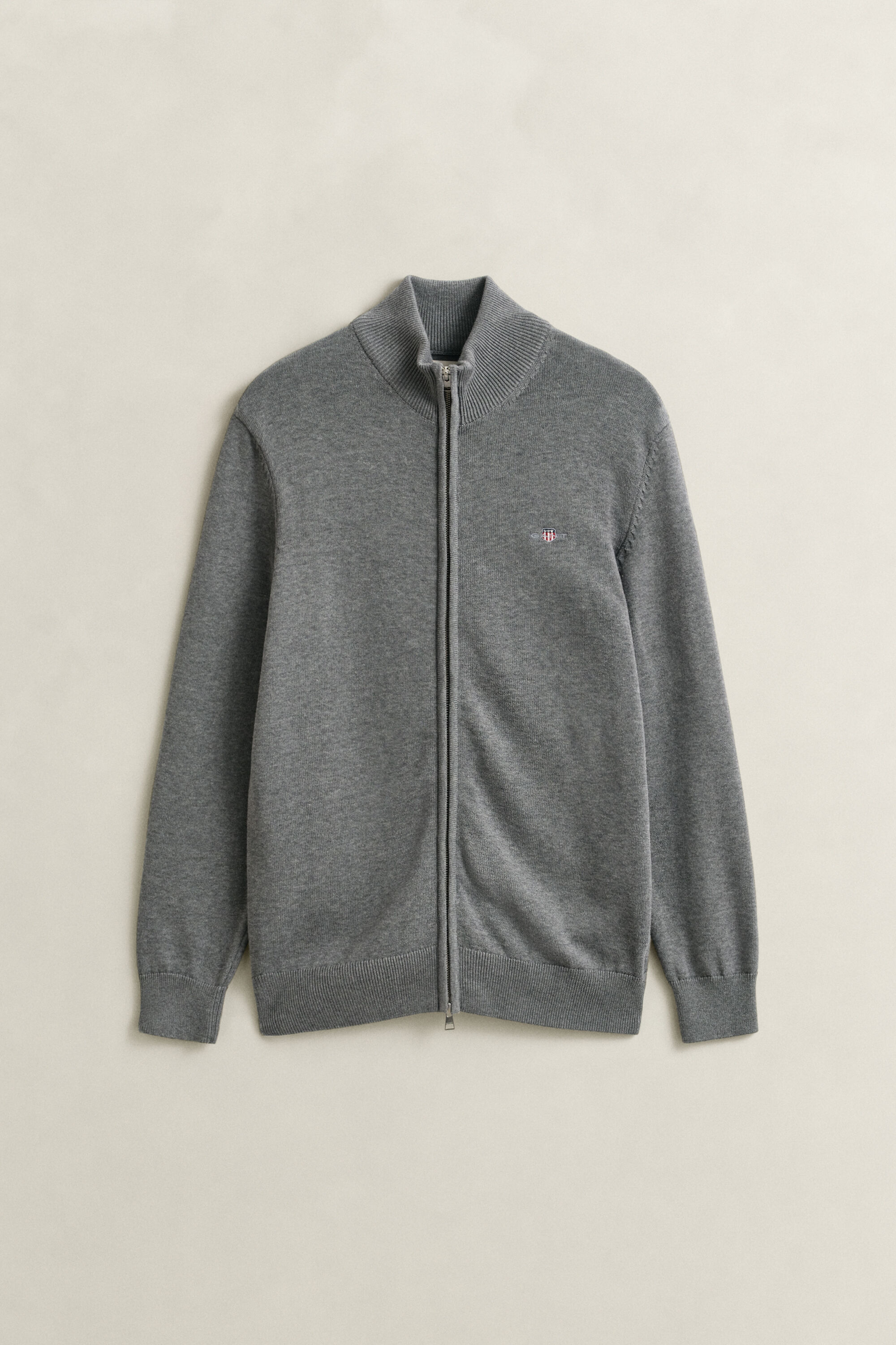 Afslappet cardigan i bomuld med lynlås