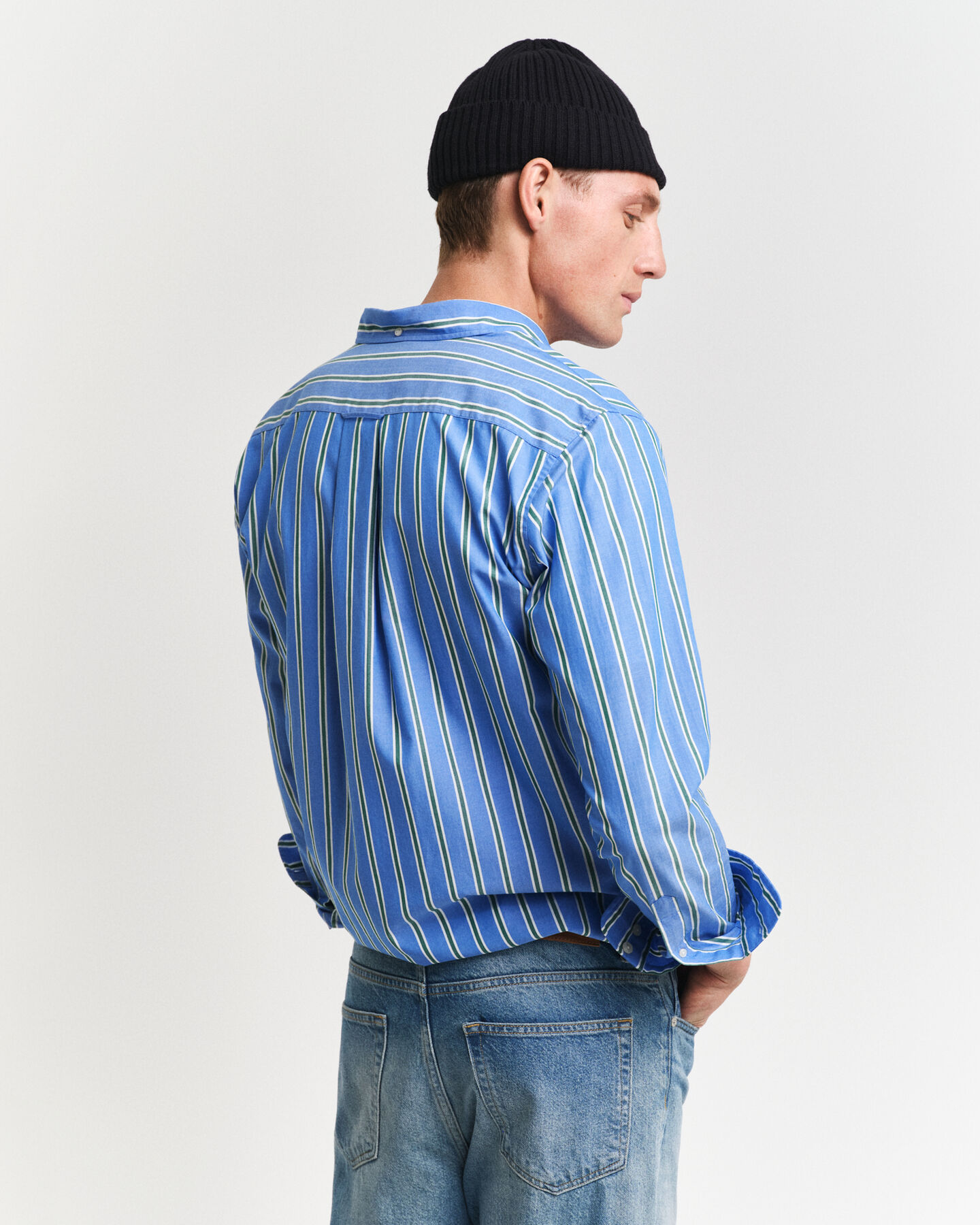 Regular fit klassisk stribet poplin-skjorte