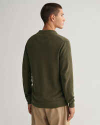 Polo sweater af bomuldspiqu&eacute;