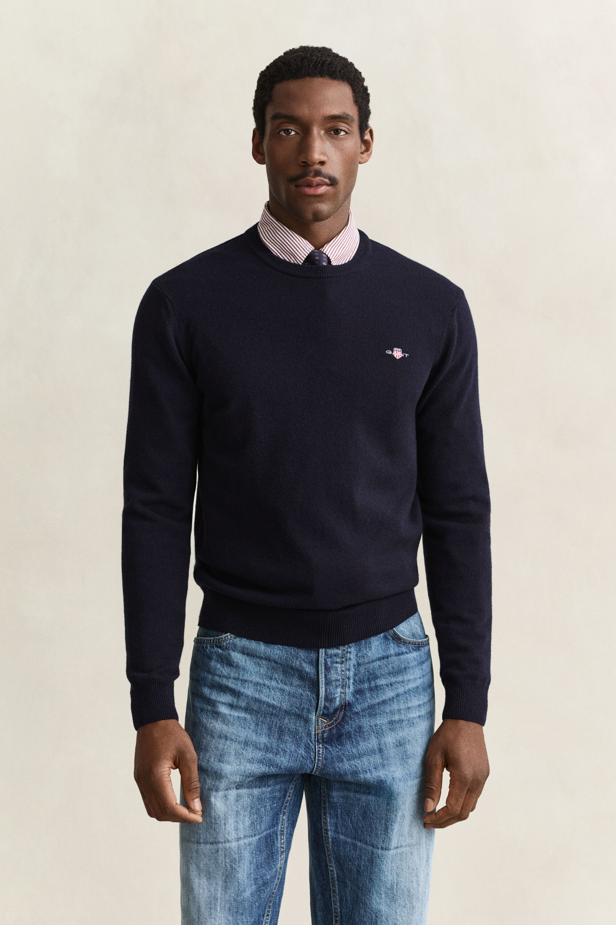 Crewneck sweater i lammeuld