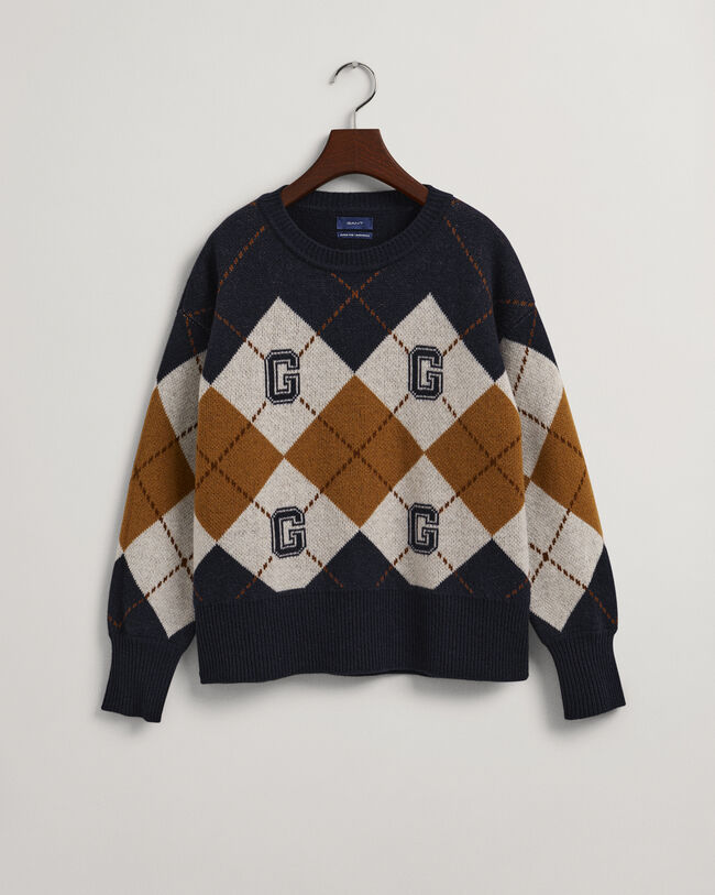 Argyle sweater med crewneck