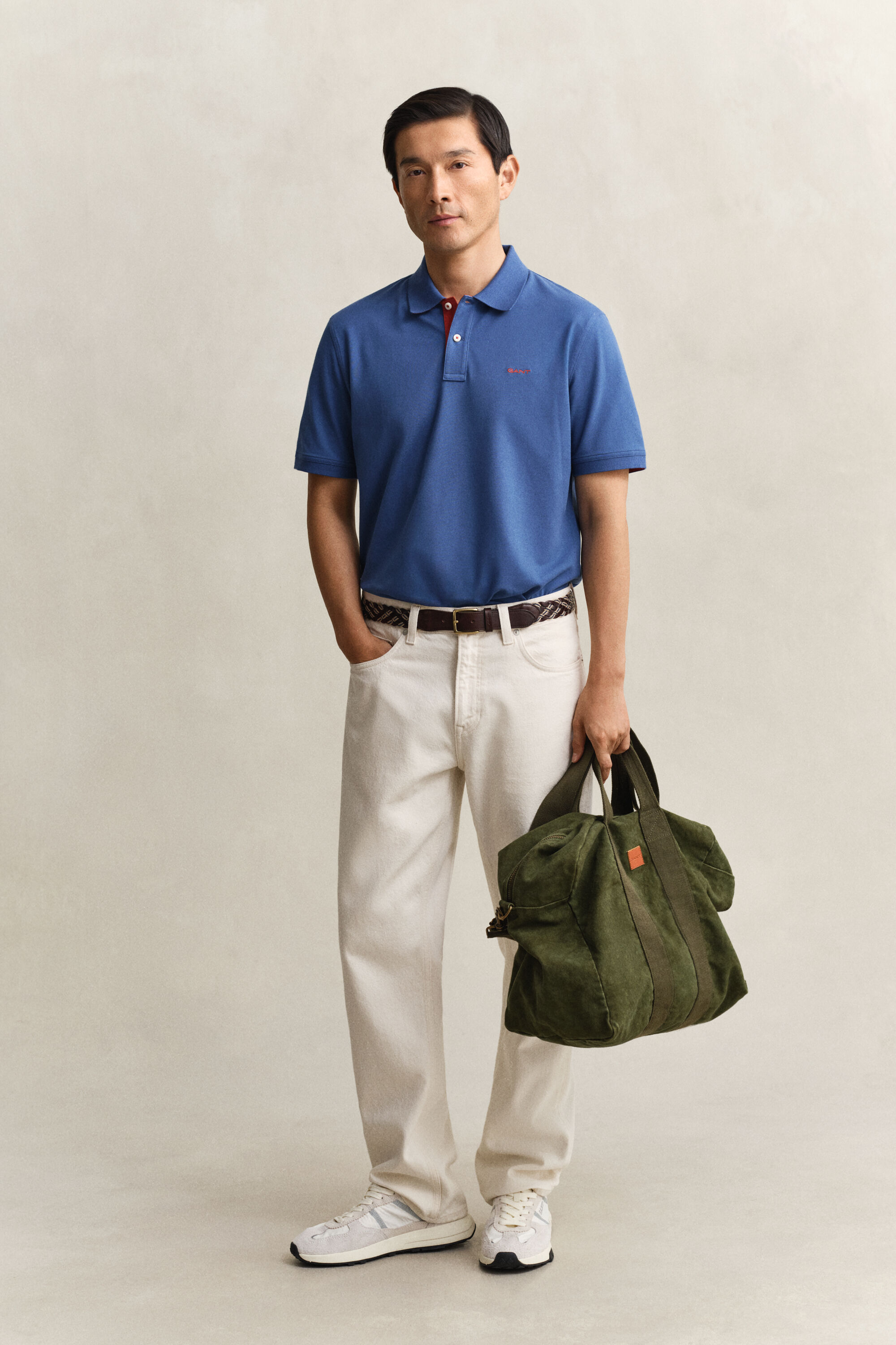 Kontrastfarvet piqué poloskjorte