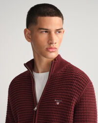 Texture bomuldssweater med hel lynlås