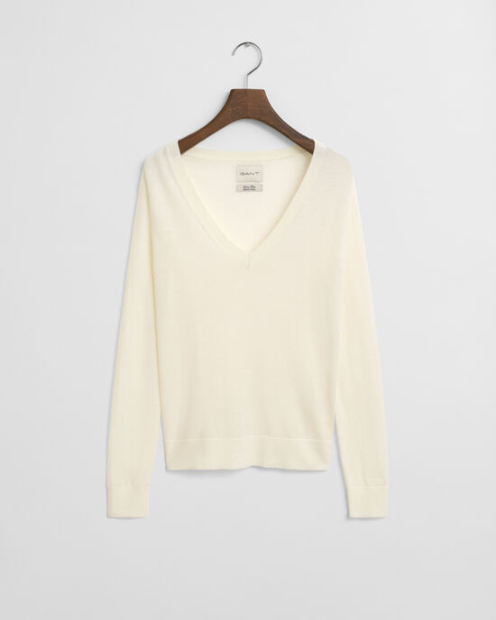 Sweater med V-hals sweater af ekstra fin merinould