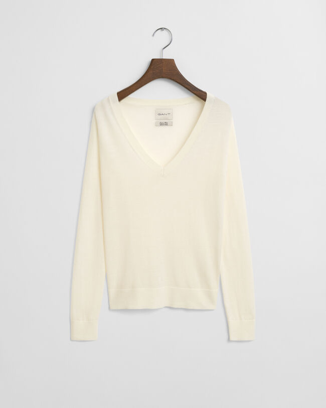 Sweater med V-hals sweater af ekstra fin merinould