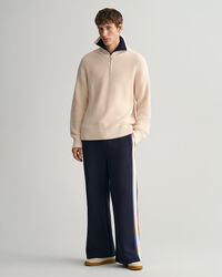 Ribstrikket sweater med halv lynlås