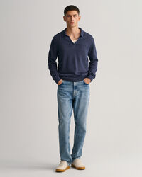 Polosweater af bomuld og hør