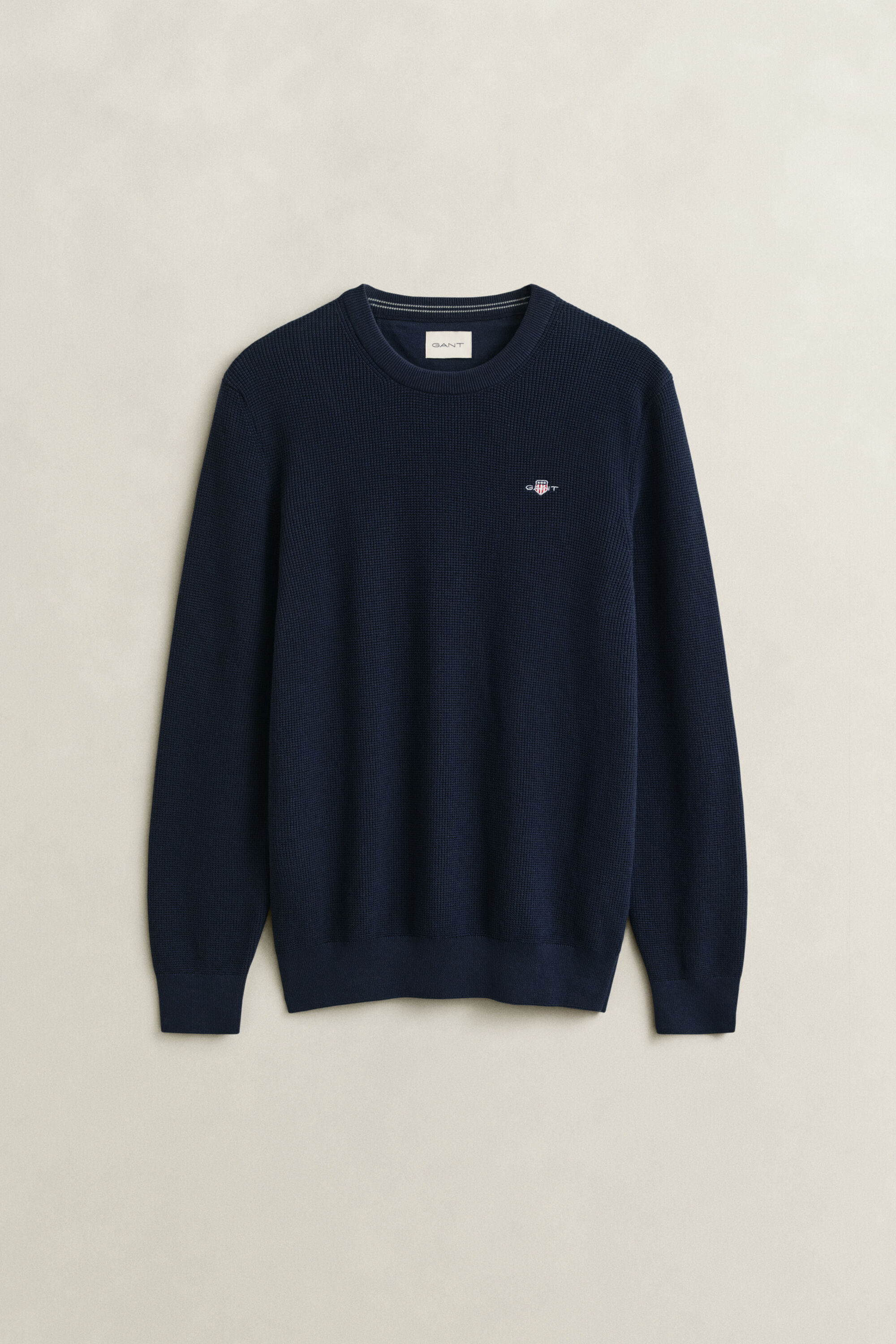 Tekstureret crewneck sweater af bomuld
