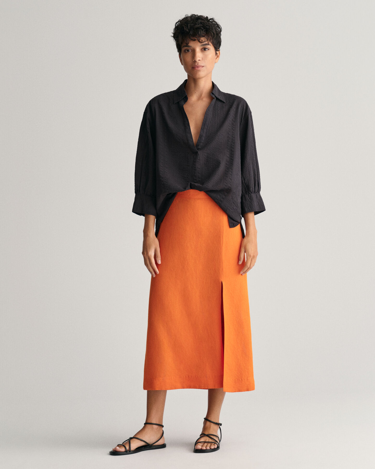 Midi-nederdel i h&oslash;rblanding