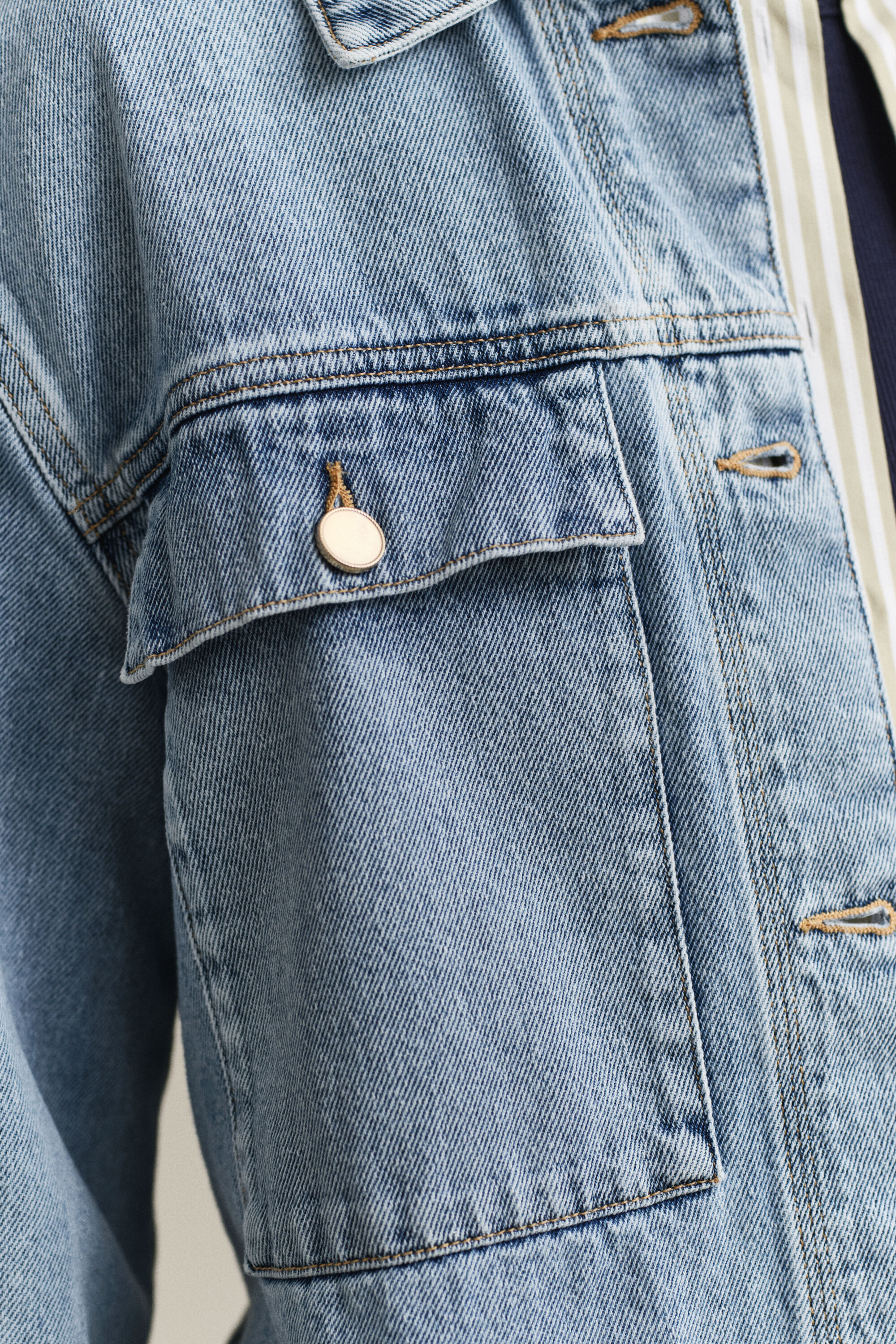 Denim-jakke med bindebånd