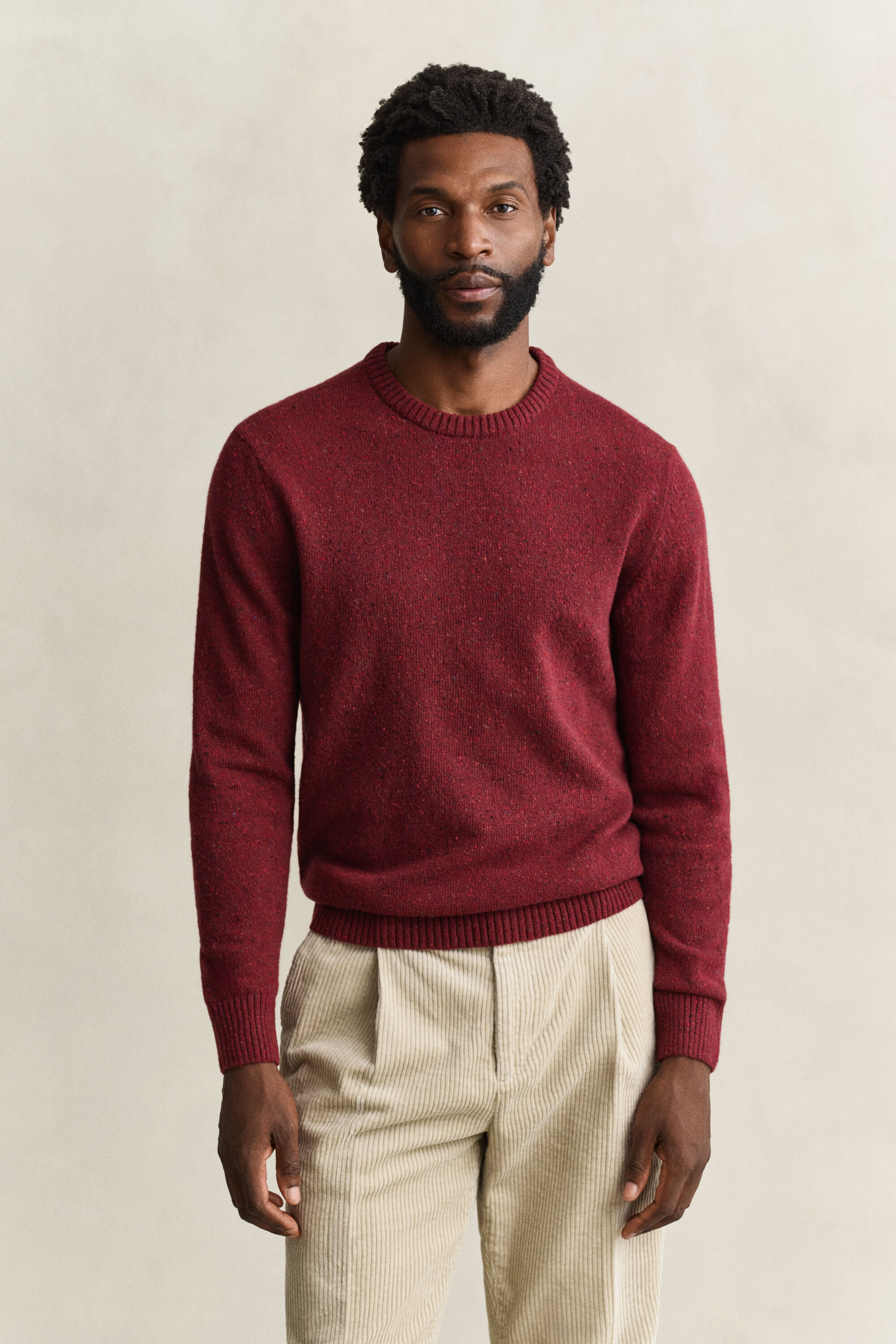 Sweater med crewneck og nister i uldblanding
