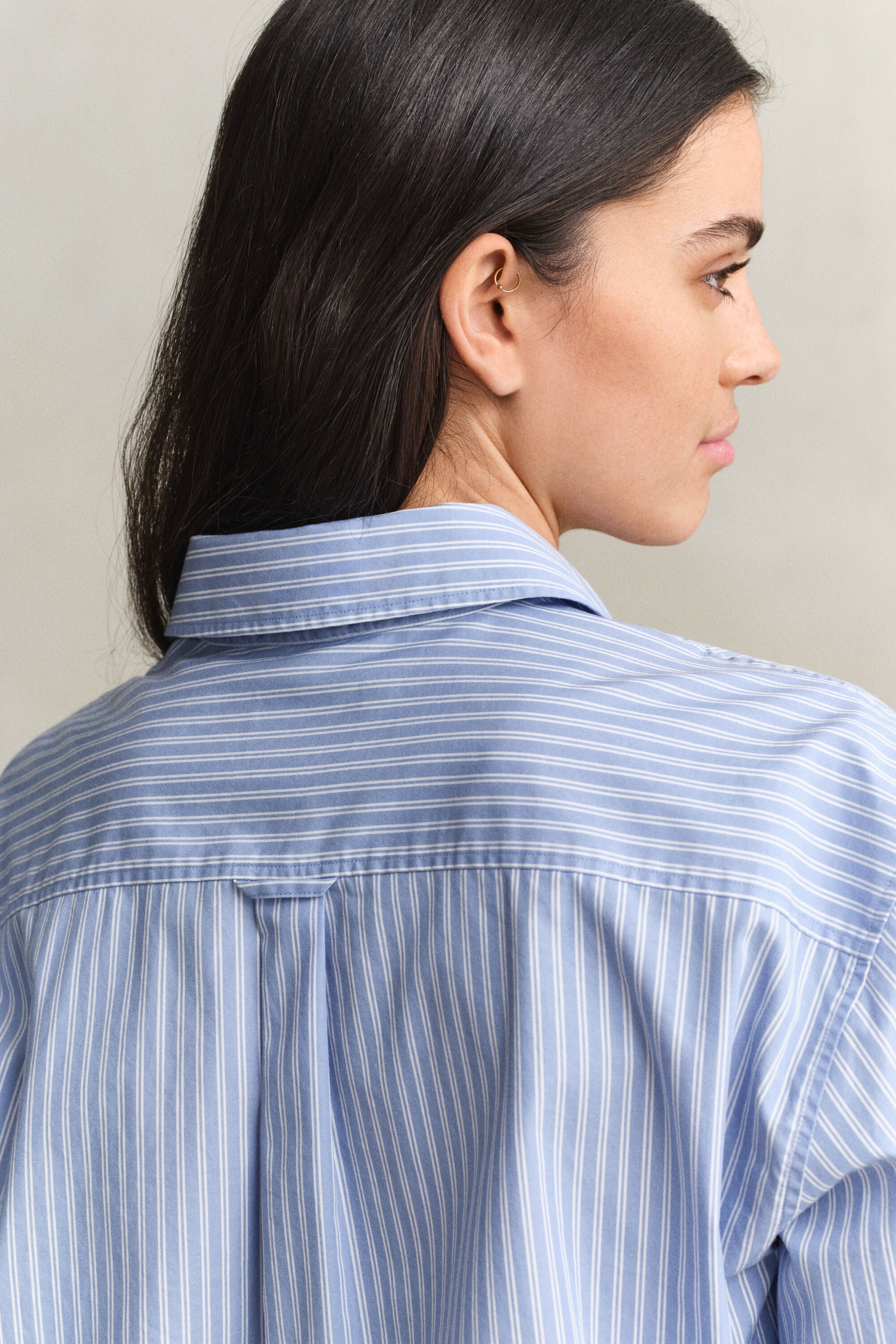 Relaxed fit stribet klassisk poplin-skjorte