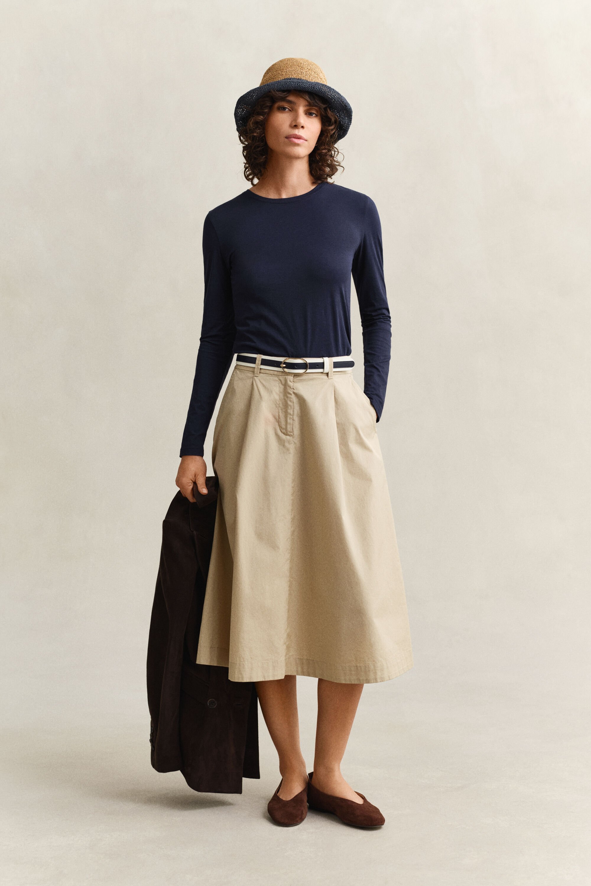 T-shirt af bomuld med lange ærmer