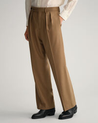 Jakkesæt-bukser af flannel med brede ben