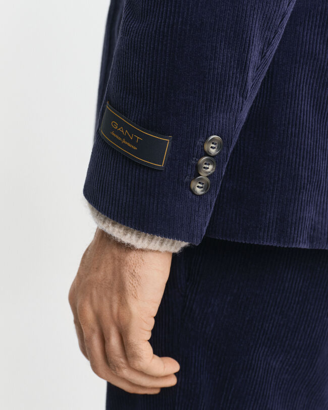 Regular fit blazer i jernbanefløjl