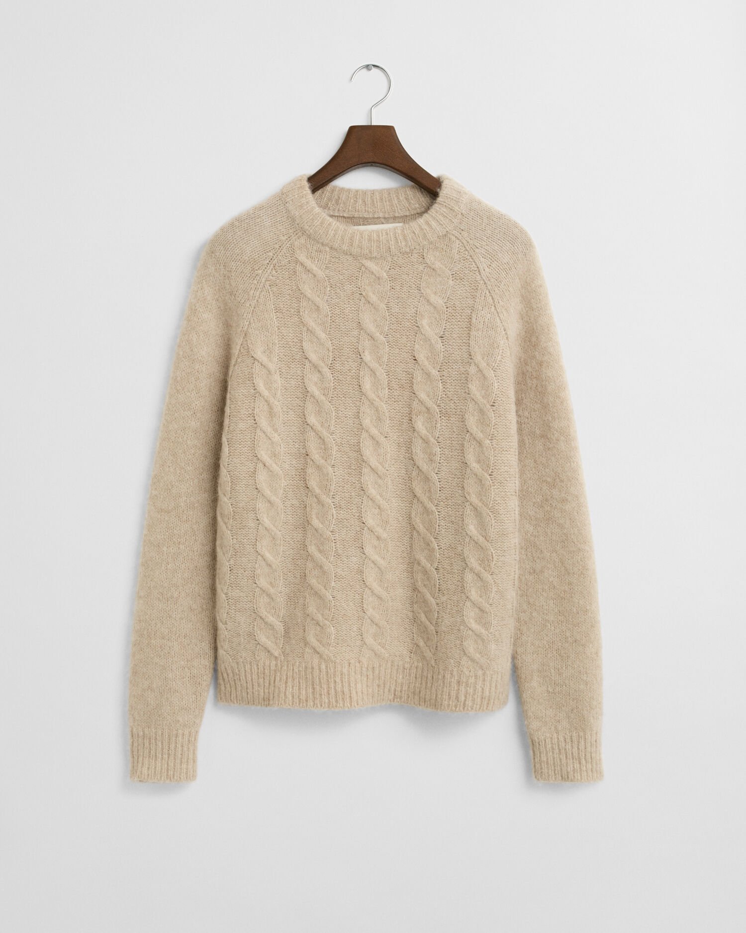 Crewneck sweater med kabelstrik