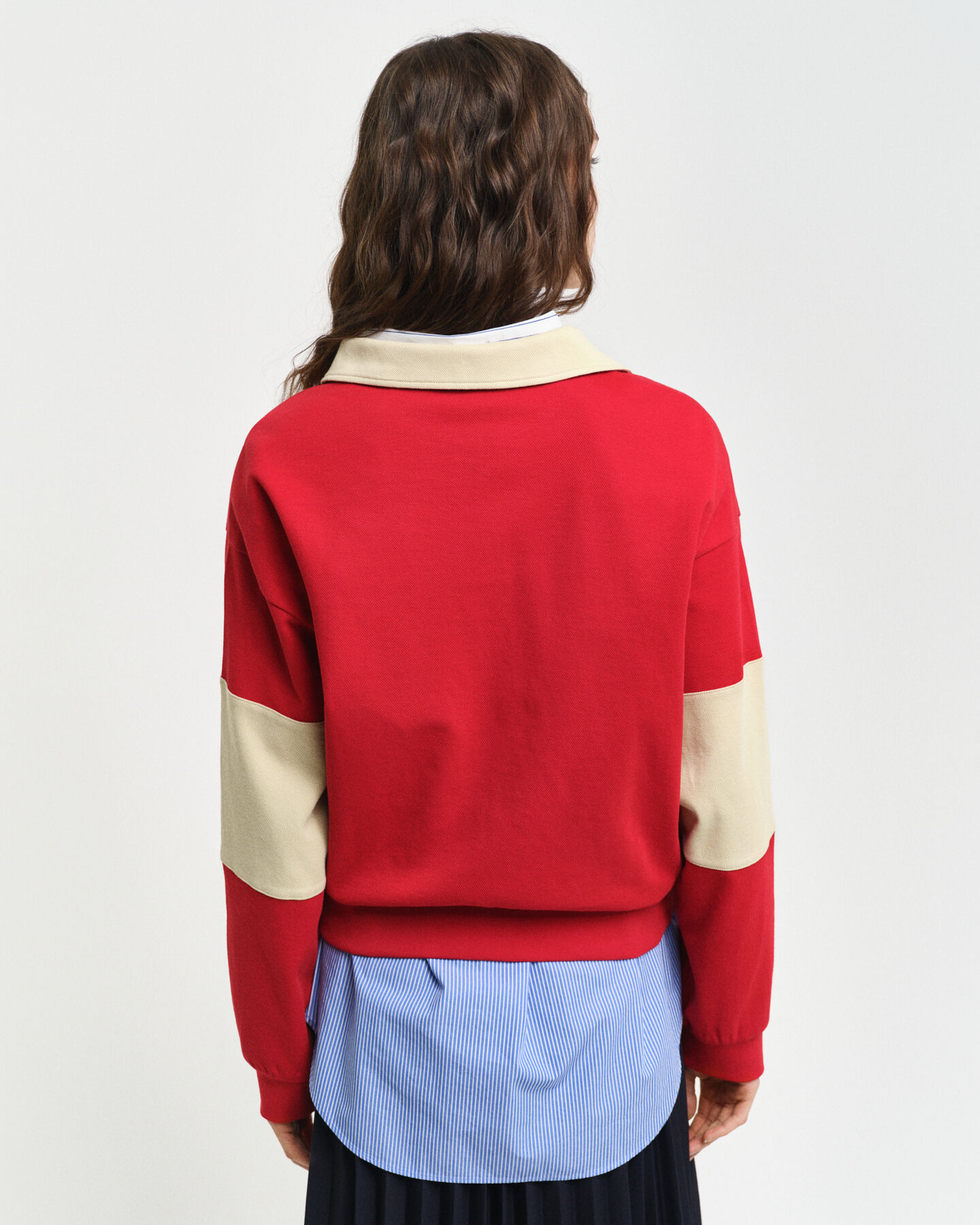 Piqué Rugger med struktur og farveblokke