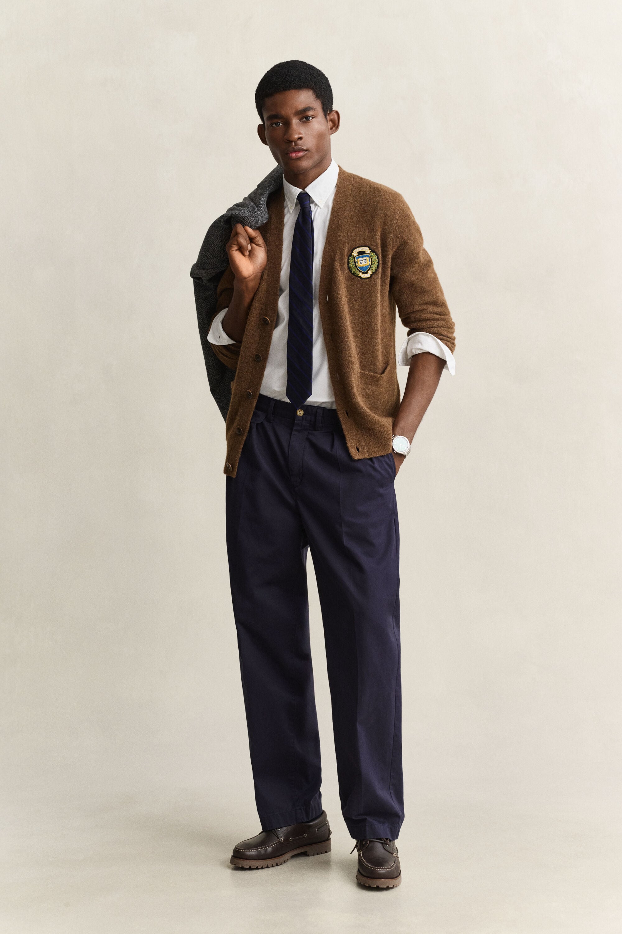 Gant x Yale cardigan i børstet uld