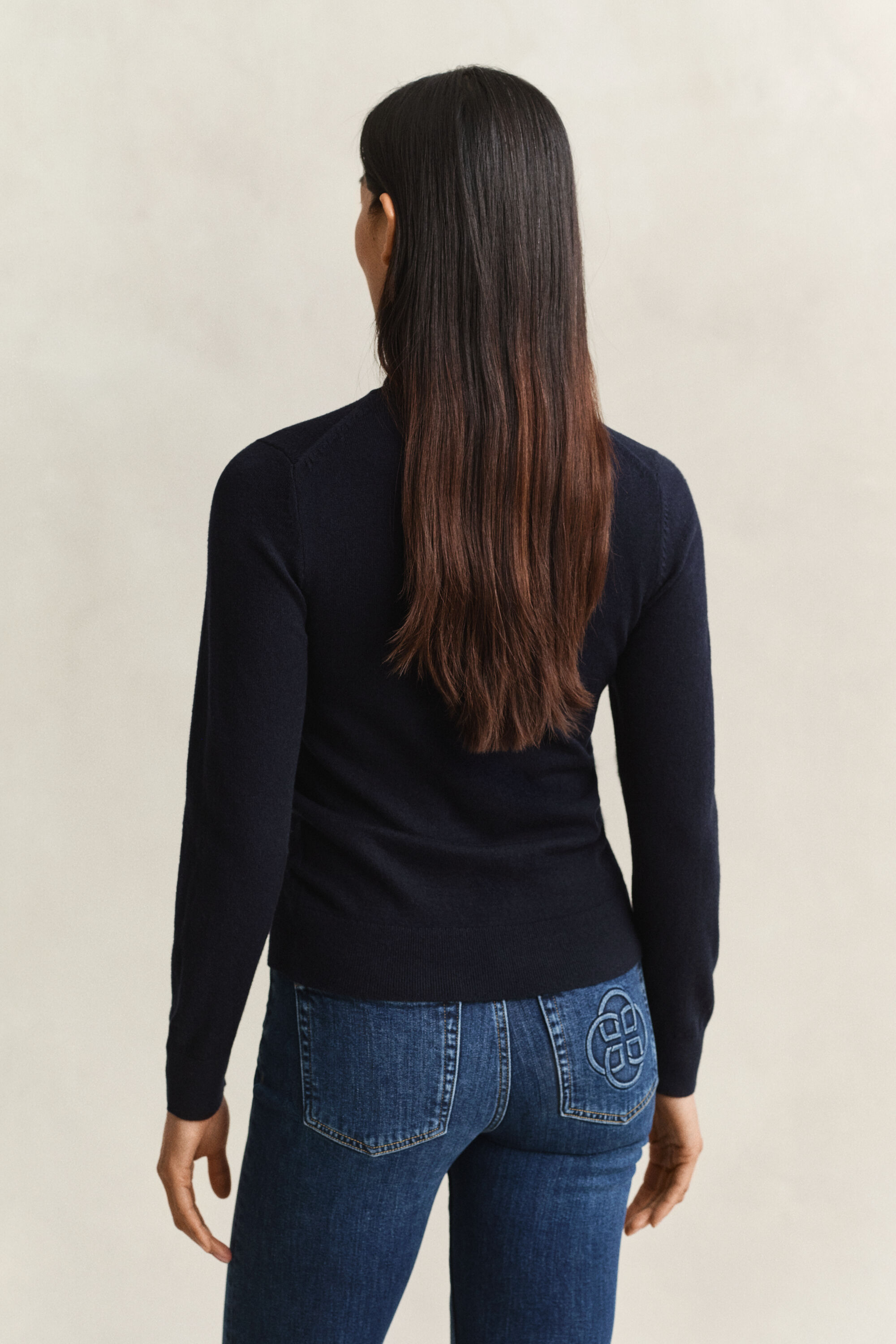 Sweater i uld og bomuld med rullekrave