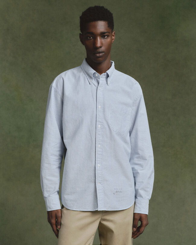 Relaxed fit US Oxford bankerstribet skjorte