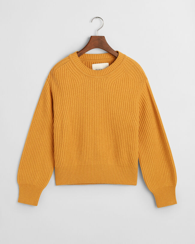 Ribstrikket sweater med crewneck