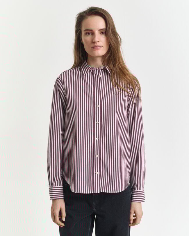 Regular fit klassisk stribet poplin-skjorte