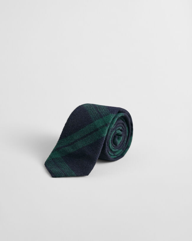 Gaveæske med ternet slips i uldflannel