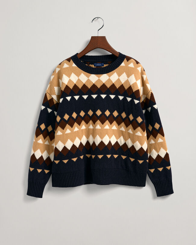 Fairisle sweater med crewneck